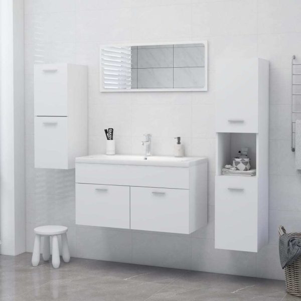 Bathroom Cabinet 30x30x130 cm Engineered Wood – White