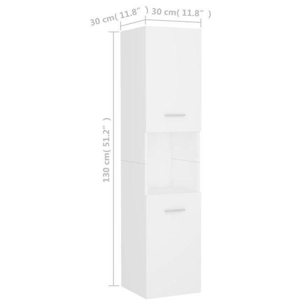 Bathroom Cabinet 30x30x130 cm Engineered Wood – White