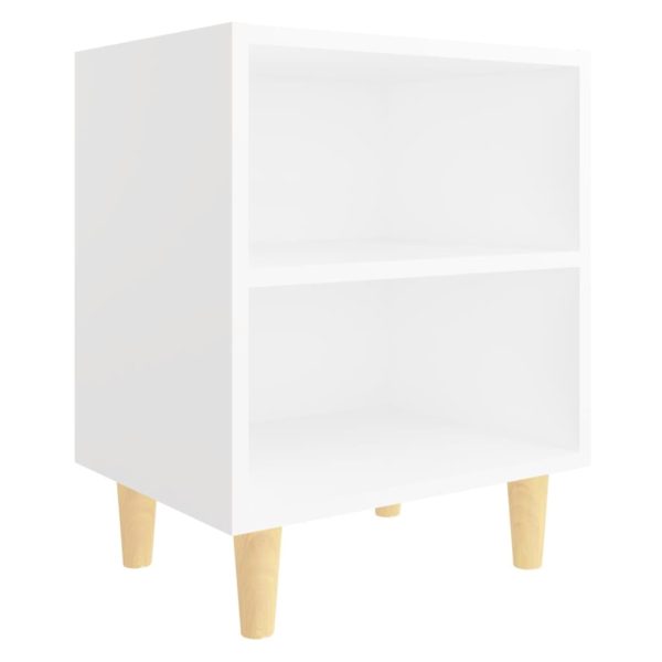 Glades Bed Cabinet with Solid Wood Legs 40x30x50 cm – White, 1