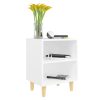 Glades Bed Cabinet with Solid Wood Legs 40x30x50 cm – White, 1