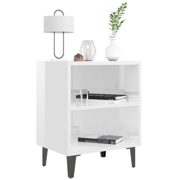 Cheshunt Bed Cabinet with Metal Legs 40x30x50 cm – High Gloss White, 1