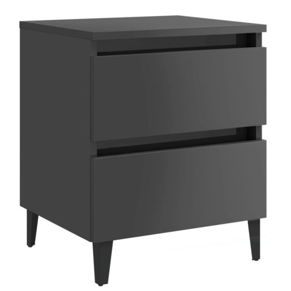 Rohnert Bed Cabinet 40x35x50 cm Engineered Wood – High Gloss Grey, 1