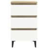 Pendlebury Bed Cabinet with Metal Legs 40x35x69 cm – White and Sonoma Oak, 1