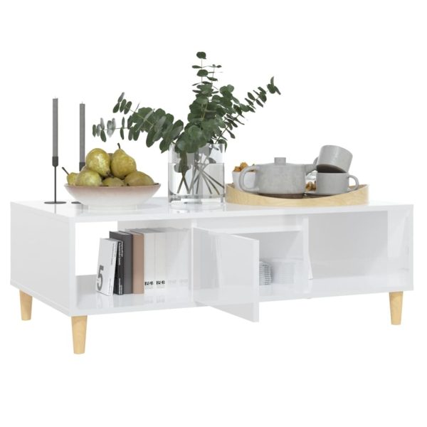 Coffee Table 103.5x60x35cm Engineered Wood – High Gloss White