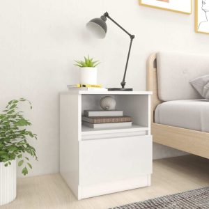 Tidworth Bed Cabinet 40x40x50 cm Engineered Wood – White, 1