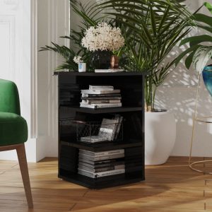 Campton Side Cabinet 35x35x55 cm Engineered Wood – High Gloss Black