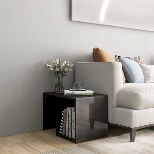 Vandalia Side Table 59x36x38 cm Engineered Wood – High Gloss Grey