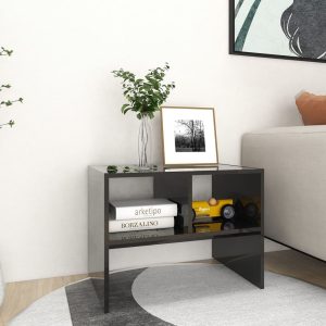 Crawford Side Table 60x40x45 cm Engineered Wood – High Gloss Black