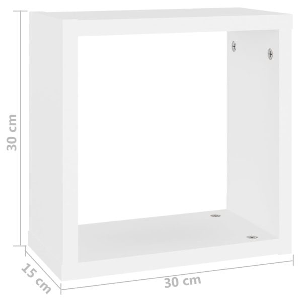 Wall Cube Shelves 6 pcs – 30x15x30 cm, White