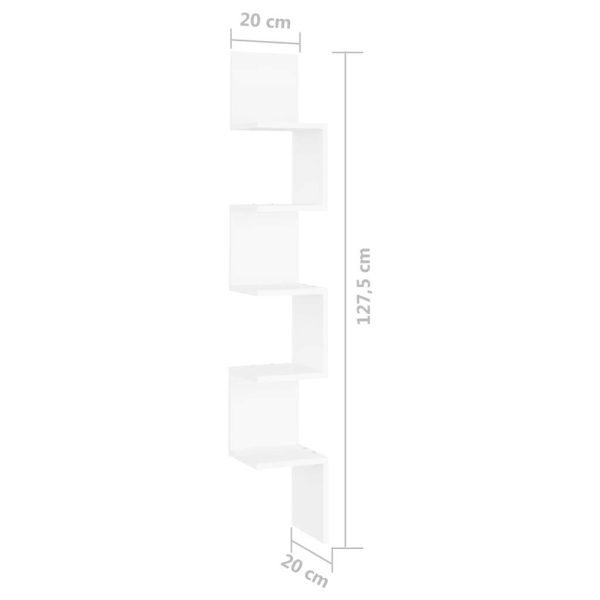Wall Corner Shelf 20x20x127.5 cm Engineered Wood – White