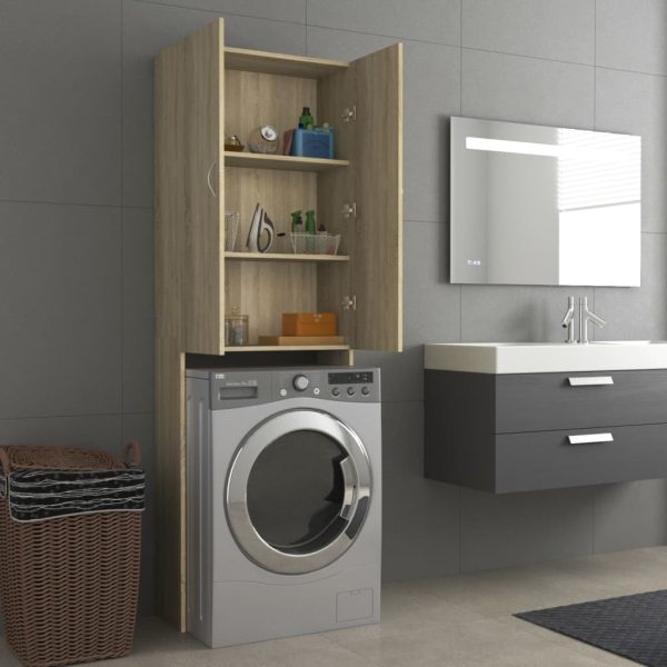 Washing Machine Cabinet 64×25.5×190 cm – Sonoma oak