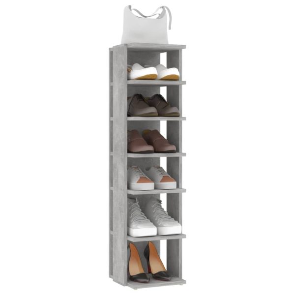 Shoe Cabinet 27.5x27x102 cm Engineered Wood – Concrete Grey, 2