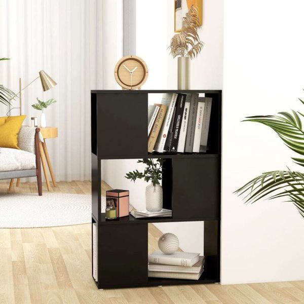 Ollerton Book Cabinet Room Divider 60x24x94 cm Engineered Wood – Black