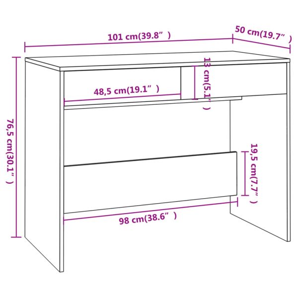 Desk 101x50x76.5 cm Engineered Wood – Black