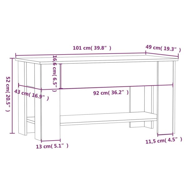 Coffee Table 101x49x52 cm Engineered Wood – White