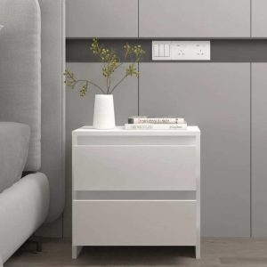 Alma Bedside Cabinet 45×34.5×44.5 cm Engineered Wood – White, 1