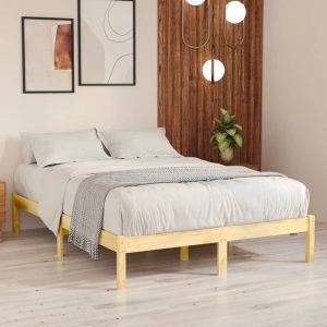 Bed Frame Solid Wood – DOUBLE, Brown