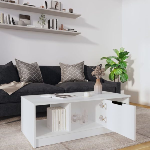 Coffee Table 102x50x36 cm Engineered Wood – White