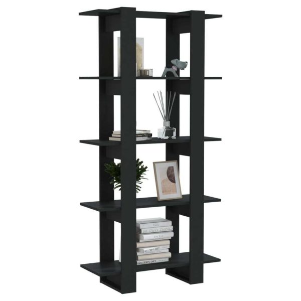 Cicero Book Cabinet/Room Divider 80x30x160 cm Engineered Wood – Black