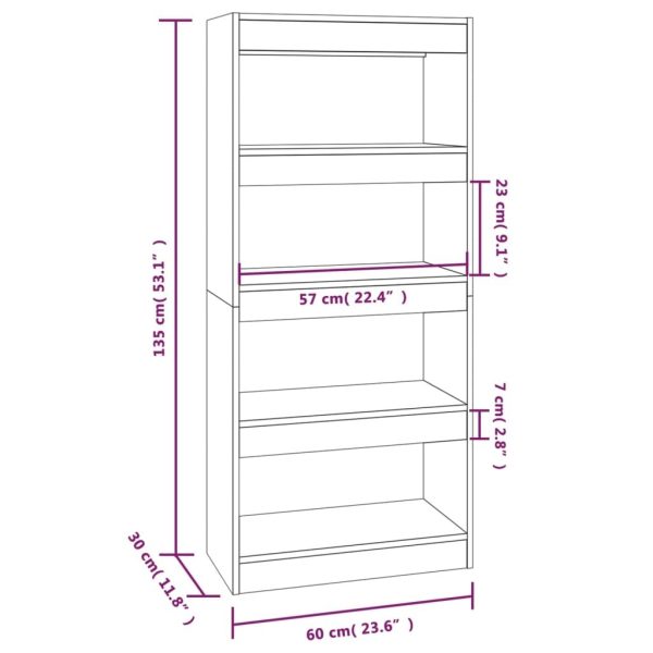 Dyer Book Cabinet/Room Divider 60x30x135 cm Engineered Wood – Sonoma oak
