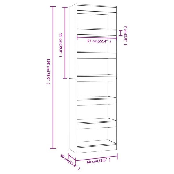 Boerne Book Cabinet/Room Divider 60x30x198 cm – White