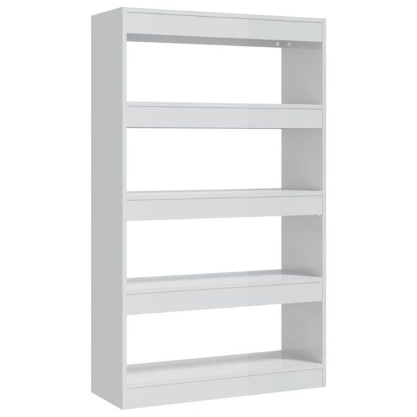 Northfield Book Cabinet/Room Divider 80x30x135 cm Engineered Wood – High Gloss White