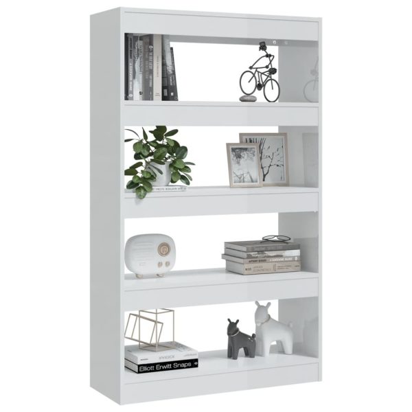 Northfield Book Cabinet/Room Divider 80x30x135 cm Engineered Wood – High Gloss White
