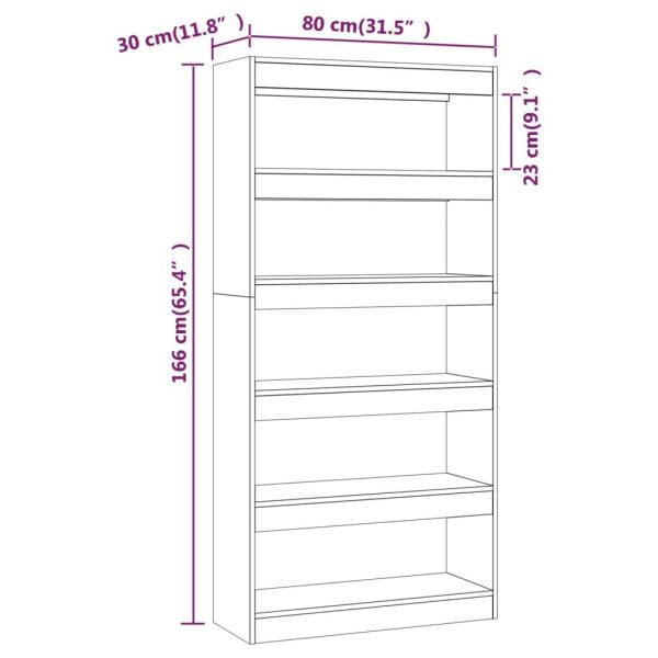 Settlement Book Cabinet/Room Divider 80x30x166 cm Engineered Wood – White