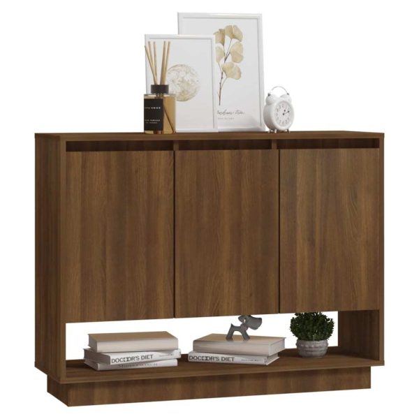 Sideboard 97x31x75 cm Engineered Wood – Brown Oak