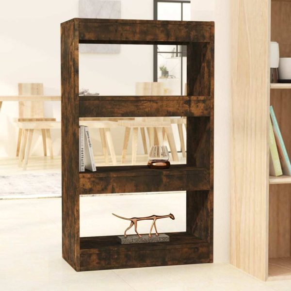 Houma Book Cabinet/Room Divider 60x30x103 cm Engineered Wood – Smoked Oak