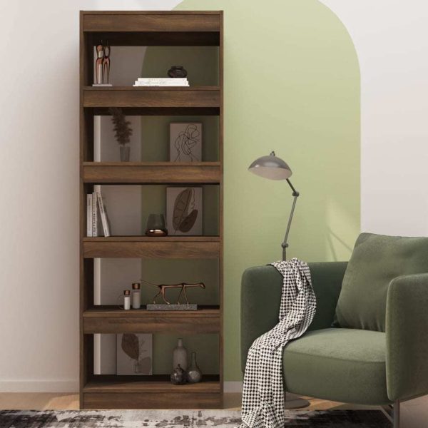 Portlethen Book Cabinet/Room Divider 60x30x166 cm Engineered Wood – Brown Oak