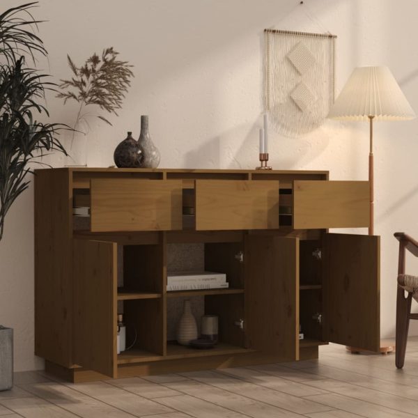 Sideboard 110x34x75 cm Solid Wood Pine – Honey Brown