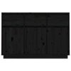 Sideboard 110x34x75 cm Solid Wood Pine – Black
