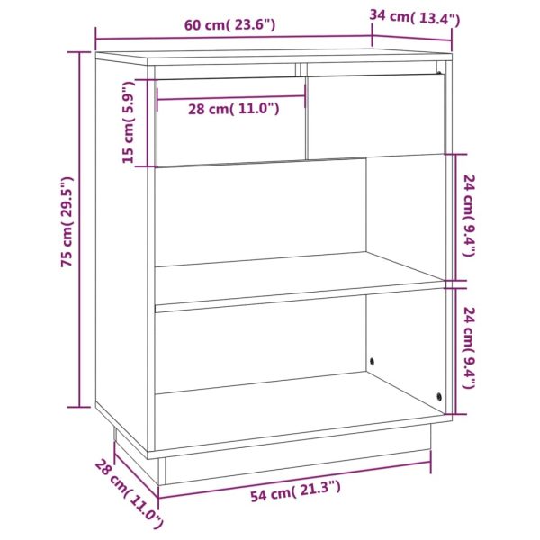 Console Cabinet 60x34x75 cm Solid Wood Pine – Brown