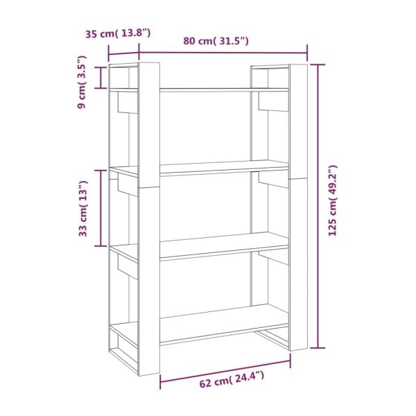 Westampton Book Cabinet/Room Divider 80x35x125 cm Solid Wood Pine – Brown