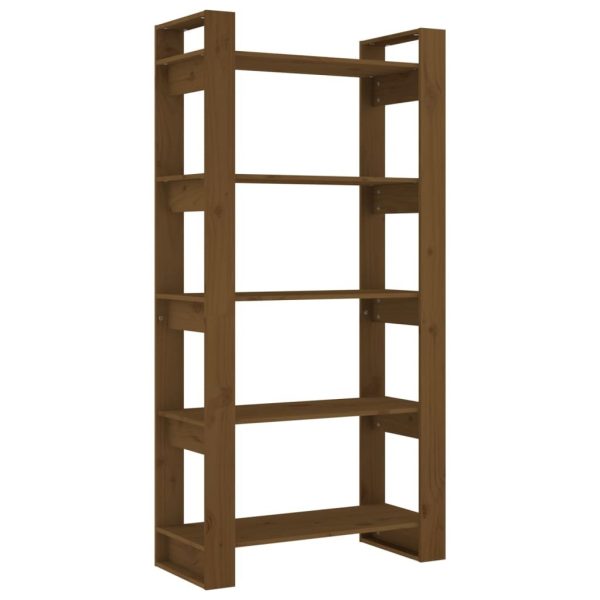 Broadwater Book Cabinet/Room Divider 80x35x160 cm Solid Wood – Honey Brown