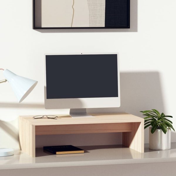 Pernatty Monitor Stand 50x27x15 cm Solid Wood Pine – Brown