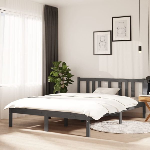 Trott Bed Frame Solid Wood – DOUBLE, Grey