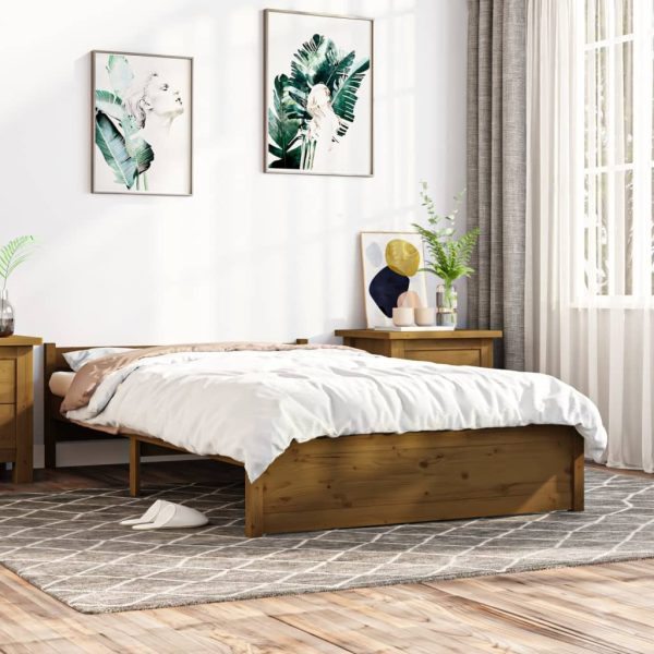 Amesbury Bed Frame Solid Wood – DOUBLE, Honey Brown