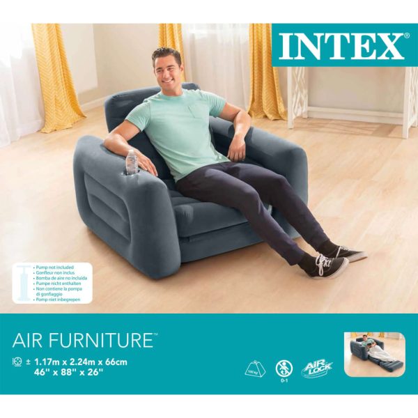 Intex Pull-Out Chair Dark Grey – 117x224x66 cm