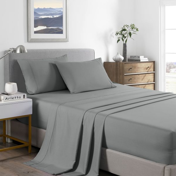 Royal Comfort Bamboo Cooling 2000TC Sheet Set – SINGLE, Mid Grey