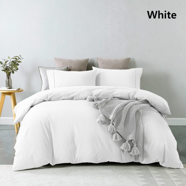 Royal Comfort Vintage Washed 100 % Cotton Quilt Cover Set – QUEEN, White