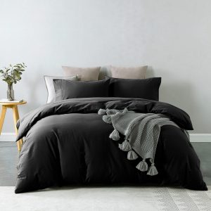 Royal Comfort Vintage Washed 100 % Cotton Quilt Cover Set – KING, Charcoal