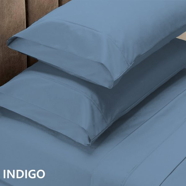 Royal Comfort 1500TC Cotton Rich Fitted 4 PC sheet Sets – QUEEN, Indigo
