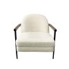 Arm Chair Polyester Fabric Upholstery Wooden Structure Solid Foam Black Metal Legs