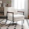 Arm Chair Polyester Fabric Upholstery Wooden Structure Solid Foam Black Metal Legs