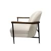 Arm Chair Polyester Fabric Upholstery Wooden Structure Solid Foam Black Metal Legs