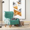 Armchair High back Lounge Accent Chair Designer Printed Fabric with Wooden Leg