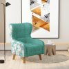 Armchair High back Lounge Accent Chair Designer Printed Fabric with Wooden Leg