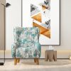 Armchair High back Lounge Accent Chair Designer Printed Fabric Upholstery with Wooden Leg